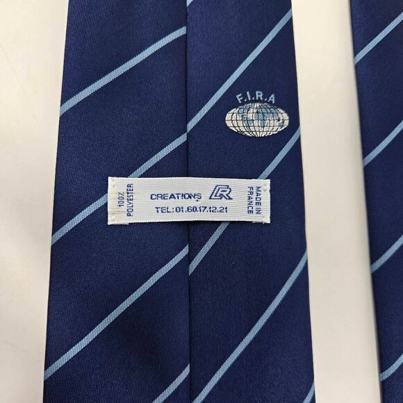 FÉDÉRATION INTERNATIONALE DE RUGBY AMATEUR FIRA TIE BLUE STRIPE 3.75" X 55" - Picture 5 of 5